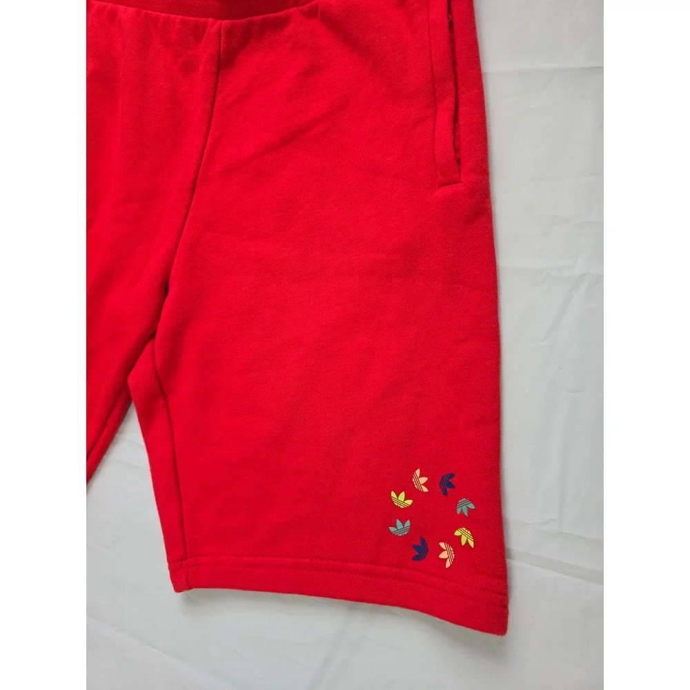 Adidas Originals Boys Red Trefoil Circle Logo Sweat Shorts Size Large 13-14Y